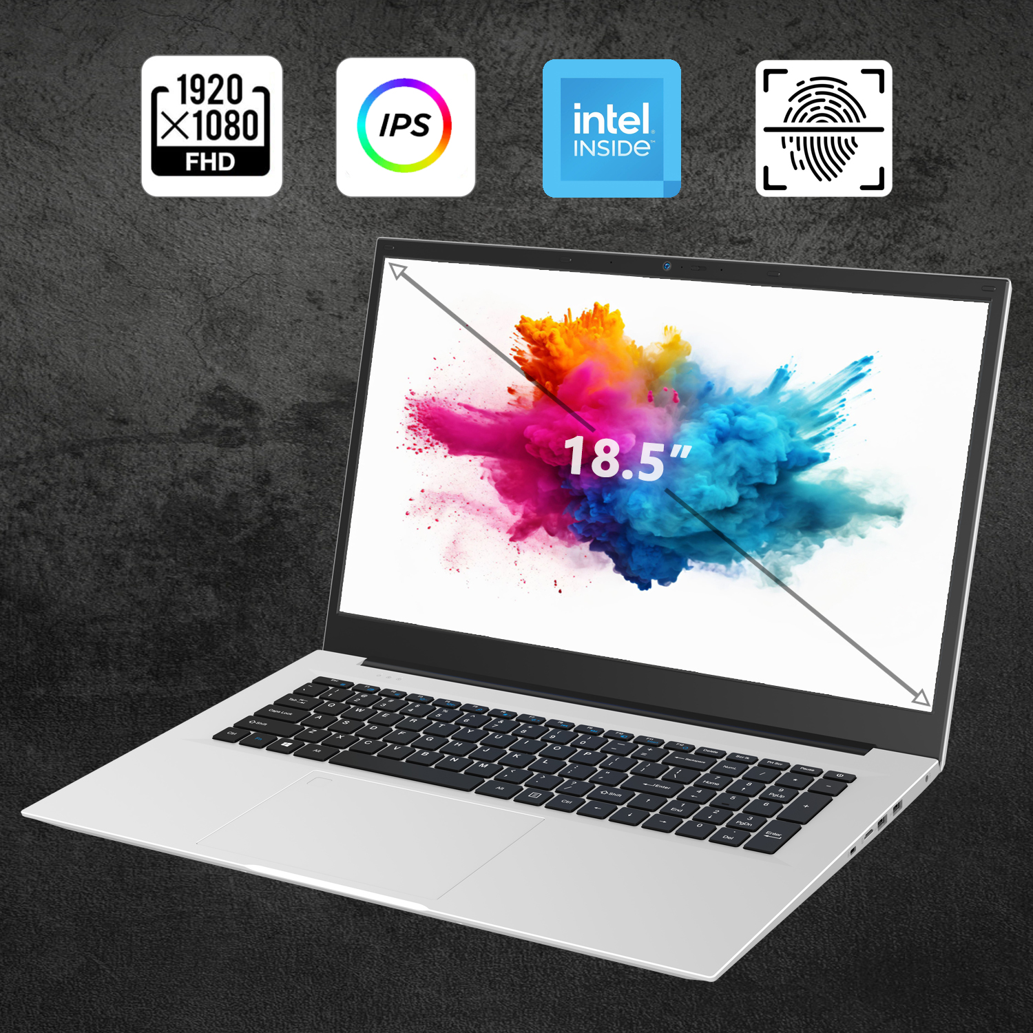 2025 nouveau 18.5 "ordinateur Portable 16GB RAM 512GB SSD Intel N150 Portable ordinateur Portable léger rétro-éclairé clavier empreinte digitale Windows 11