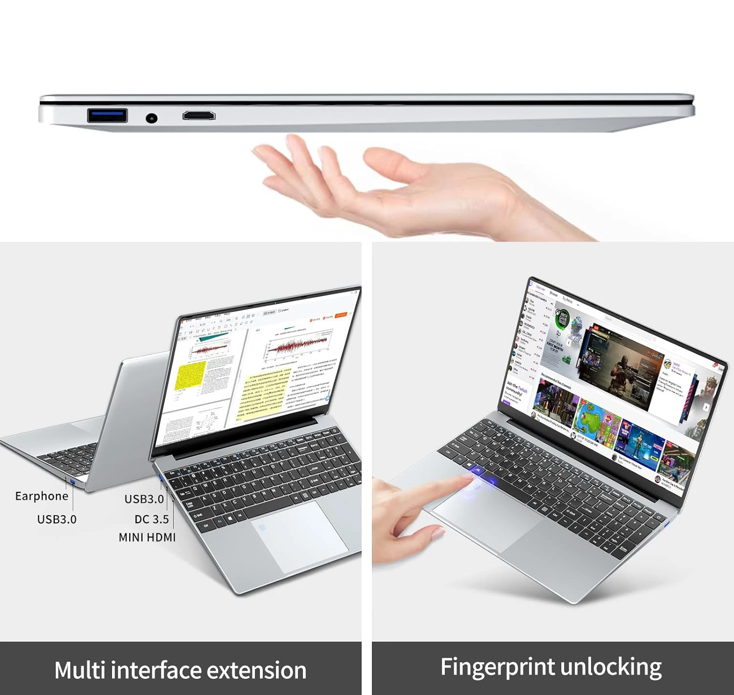 Computer portatile da 15,6 pollici Intel Celeron N5095 Notebook PC Gamer 16 GB di RAM 1 TB 2 TB SSD Ufficio Studio PC Windows 11 Pro 1080P Laptop