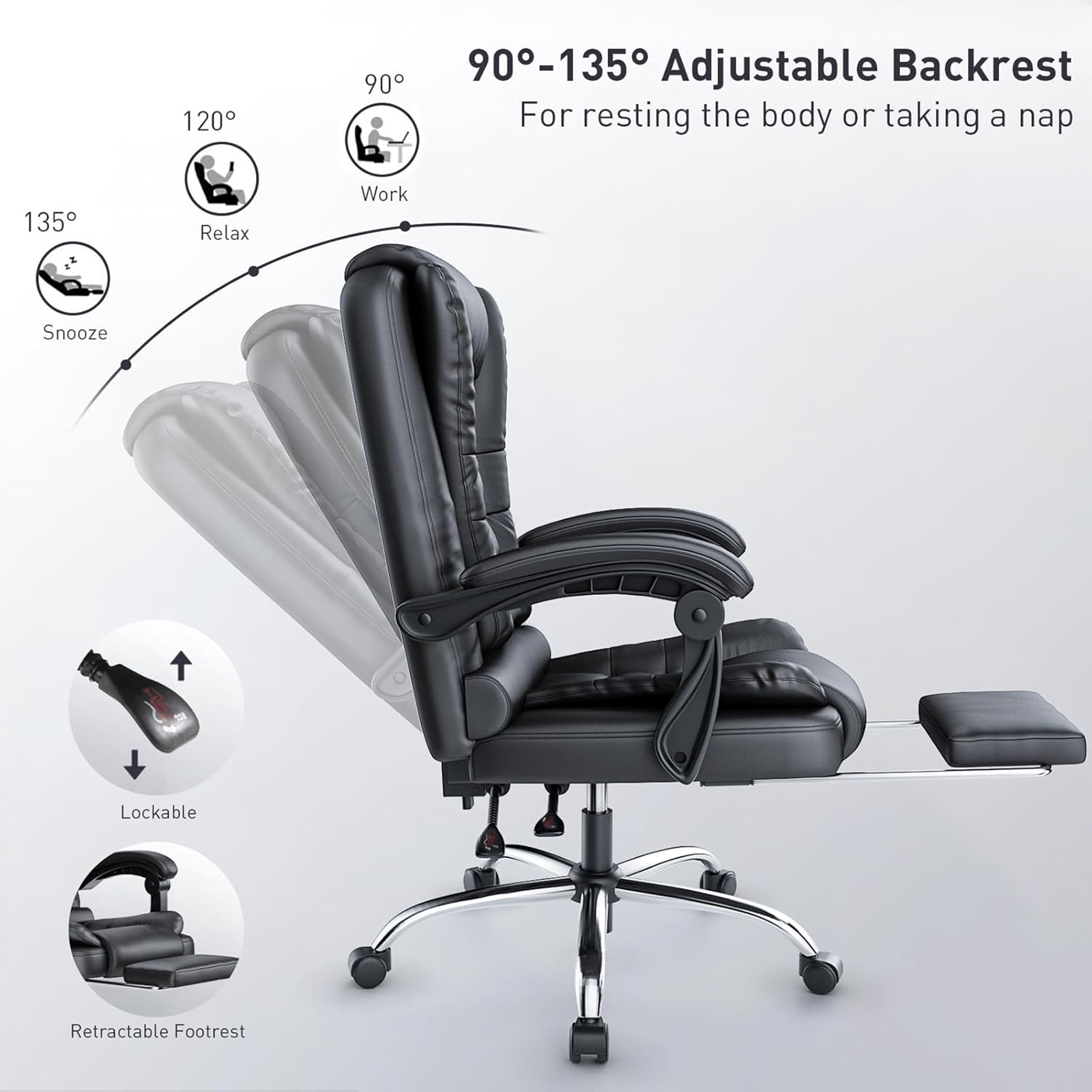 Executive Office Chair Footrest High Back Desk Chair Ergonomic Recliner Computer Chair Gaming Chair Duty for Home