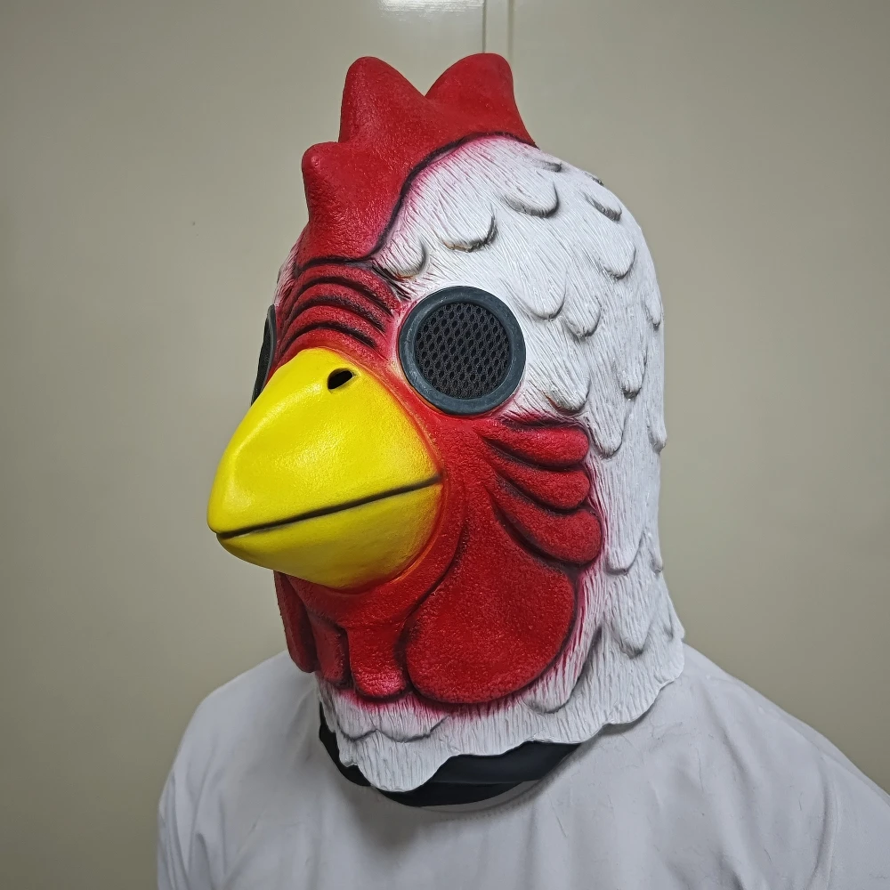 Latex Cartoon Rooster Head Cover Halloween Chicken Costume Mask Miami Cosplay Deluxe Cock Mask Animal Carnival Party Props