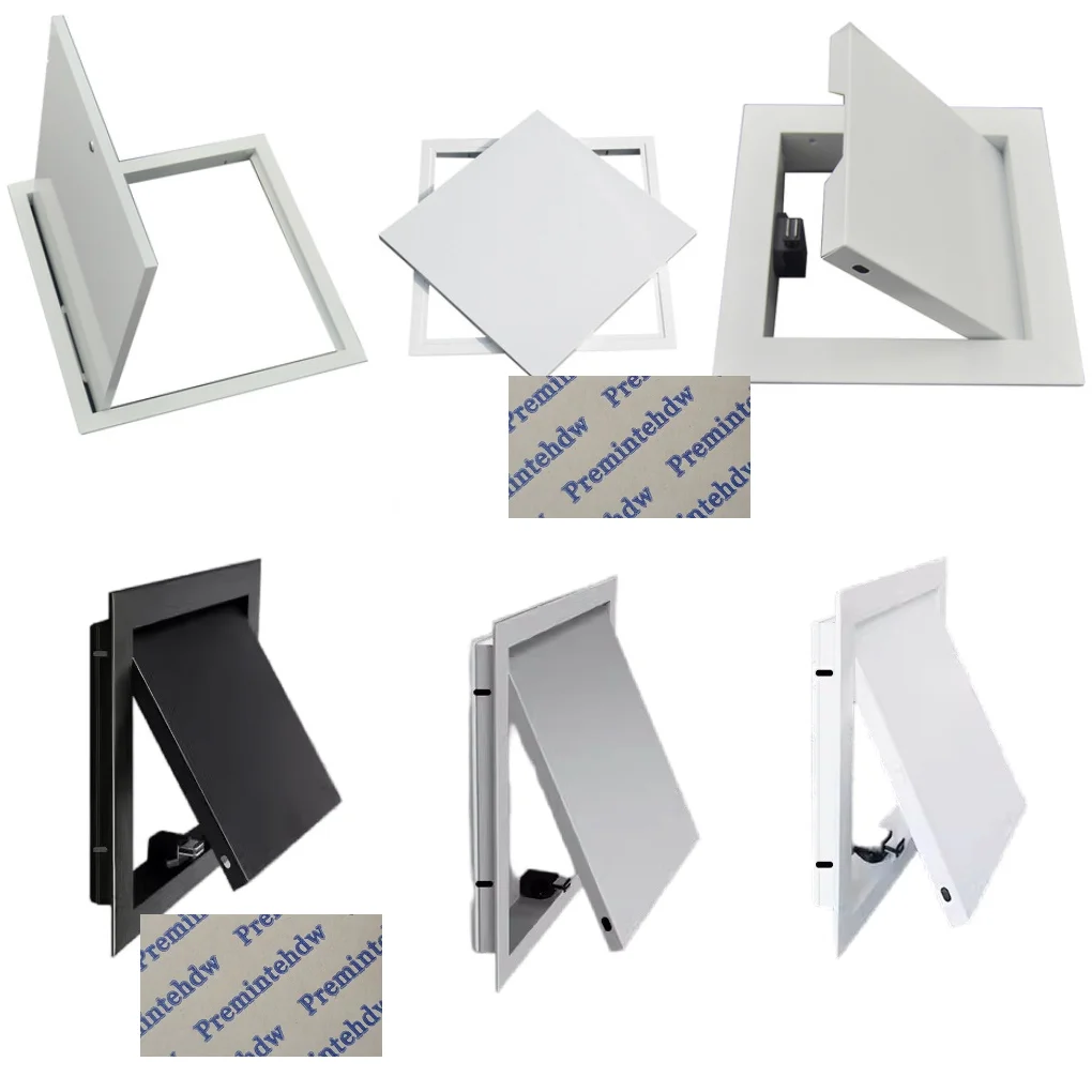 Panel de acceso de Metal cuadrado pintado, puerta de inspección de pared para techo, pestillo magnético, blanco, negro y gris, 1 unidad