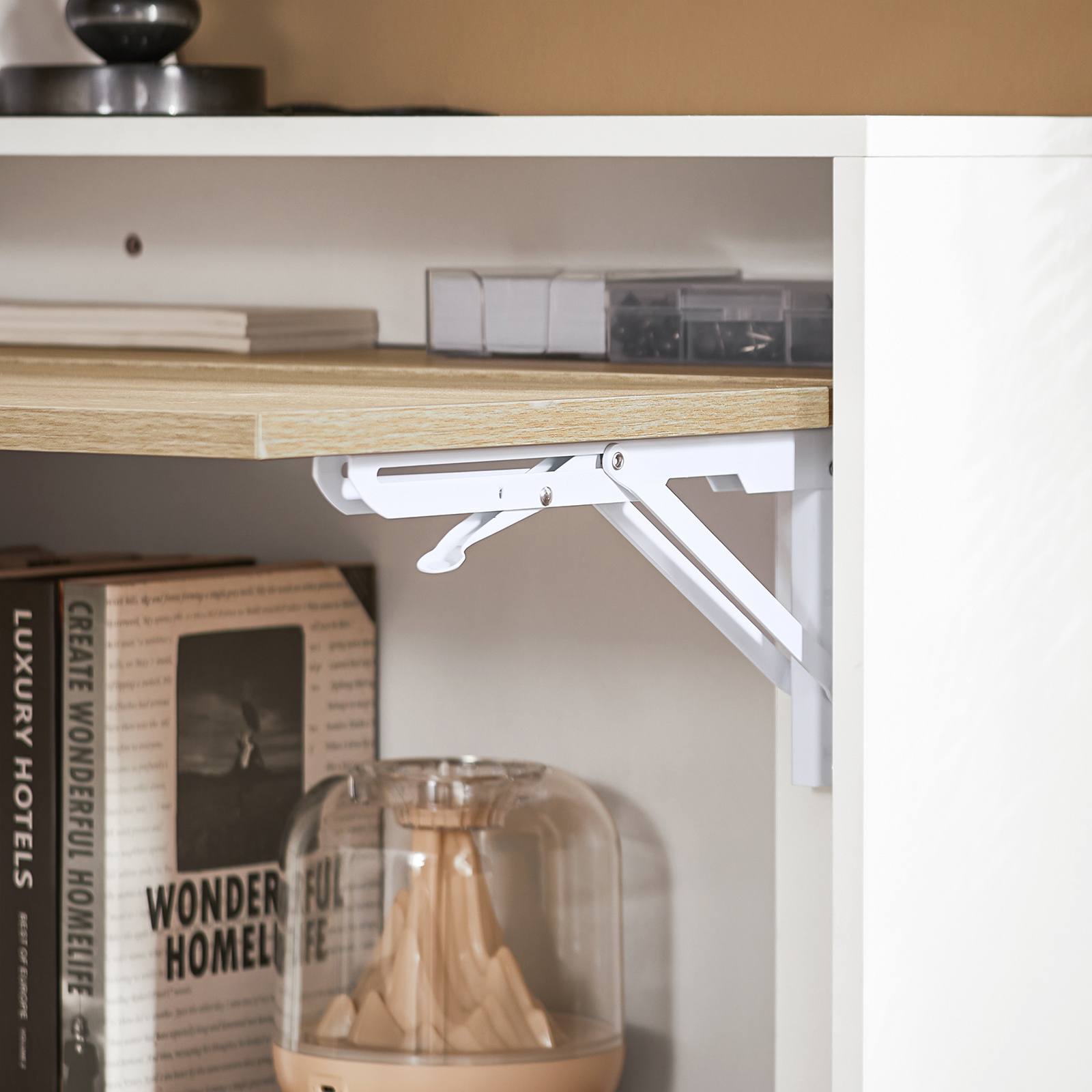 SoBuy FWT104 Table pliante avec armoire intégrée Table pliante avec armoire Table pliable Armoire de bureau