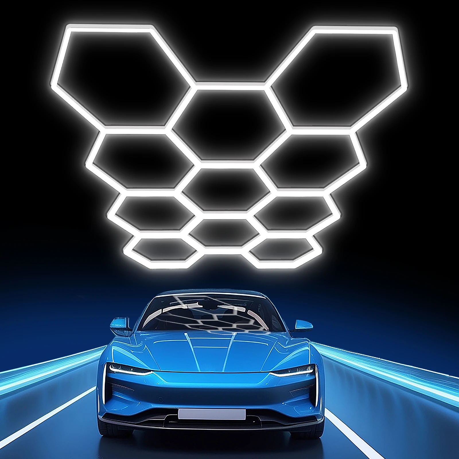 Hexagon LED lighting  Ceiling Light Honeycomb Tub for Garage Barbecue Shop Barbershop Gym Car Detailing Showroom 4S Workshop