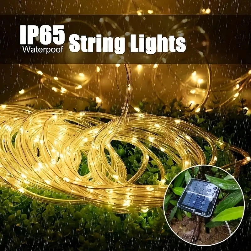 1PC 7M/12M/22M หลอด LED พลังงานแสงอาทิตย์ String Light กันน้ํากลางแจ้ง IP65 สําหรับตกแต่งสวนงานแต่งงาน