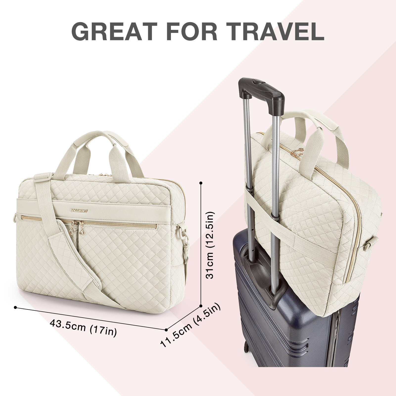 BAGSMART 15,6/17,3 ''bolsas para ordenador portátil para mujer maletín bolso de hombro de oficina viaje de negocios bolsa de ordenador bolsa para portátil