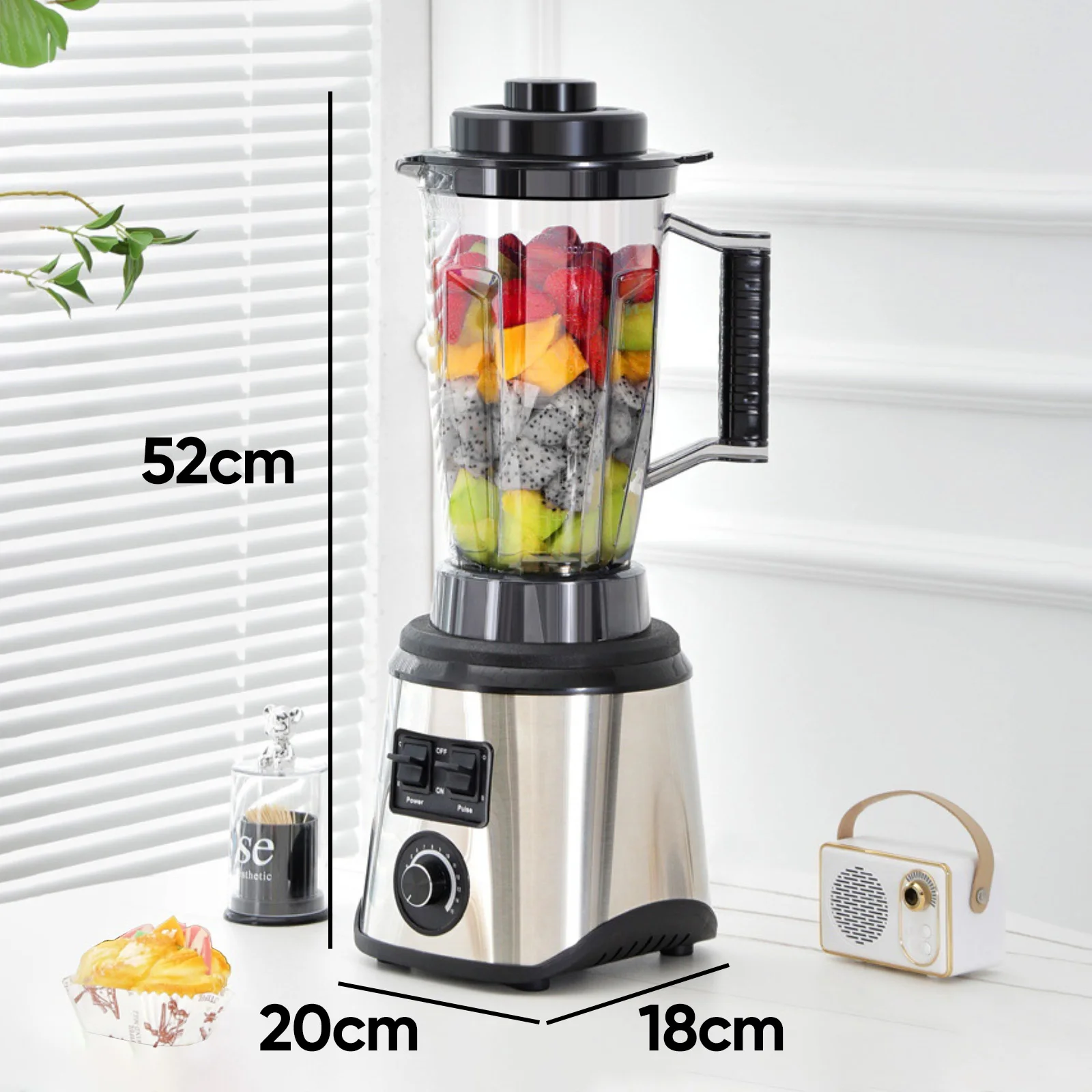 GECOFEER 3-in-1 leistungsstarker Mixer, Wandbrecher aus Edelstahl, multifunktionaler Koch-Entsafter, Eismixer, Smoothie-Maschine