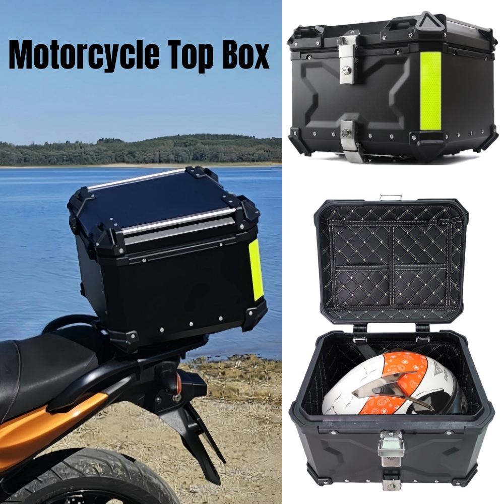 45L,55L,65L Aluminium Motorrad Top Case Helm Box Wasserdichte Motorrad Stamm Schwanz Box Hinten Gepäck Fall Quick Release Werkzeug Box