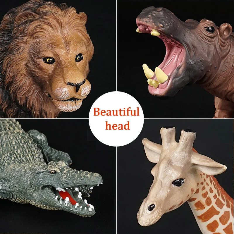 シミュレーション野生動物象ライオン Graffe ヒグマアクションフィギュア野生動物ニホンジカカバシマウマワニ置物子供のおもちゃ