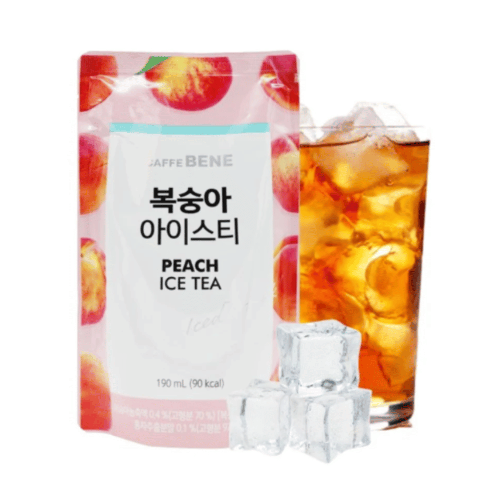 Caffe Bene Korean Pouch Iced Drink - Peach Ice Tea 190ml (Pack of 10)