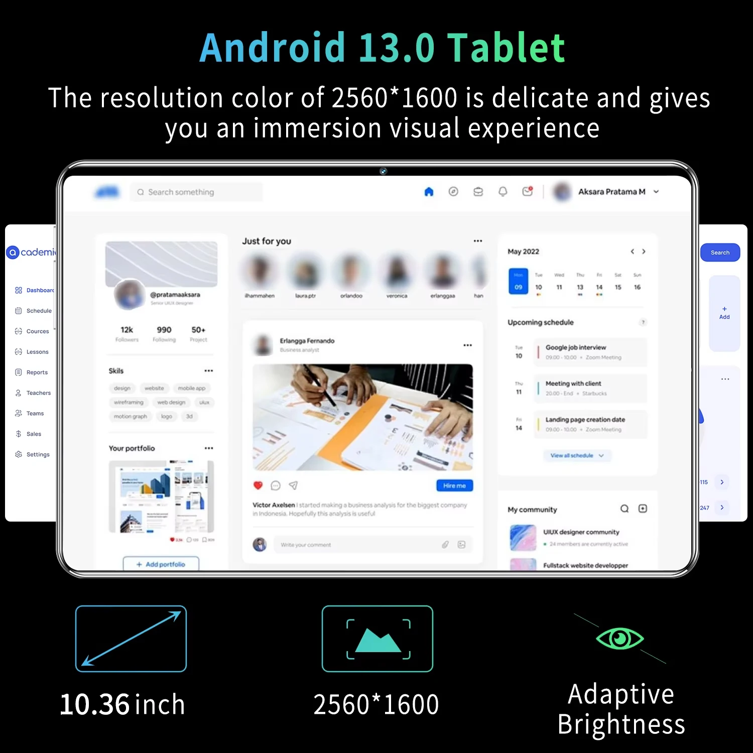 2025 5G New 10.36Inch Android Tablet 16GB RAM 1TB ROM 12000mAh MTK6797 Network Tablets PC WiFi Android 13.0 10-Core Bluetooth