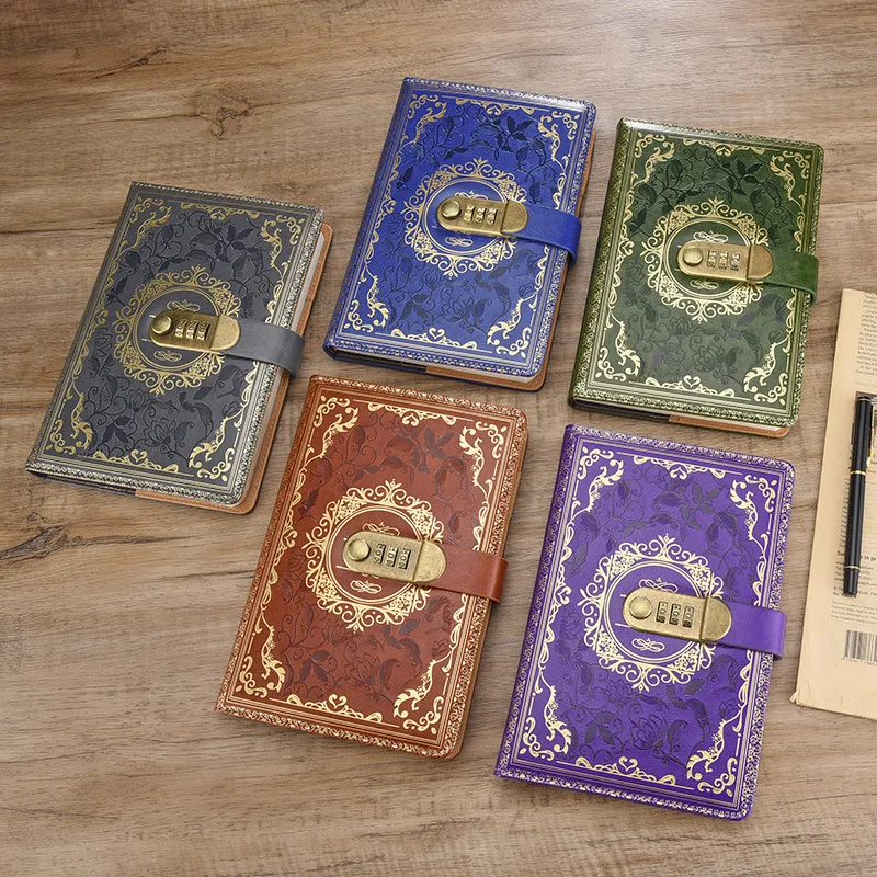 Diario per notebook con password digitale retrò con lucchetto A5, diario perfetto per uomini e donne: lucchetto a combinazione in pelle PU per la privacy delle persone