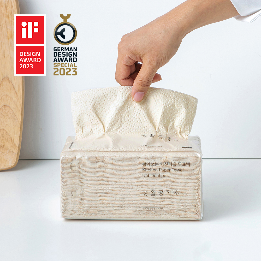 생활공작소 무표백 뽑아쓰는 키친타올 100매X9팩