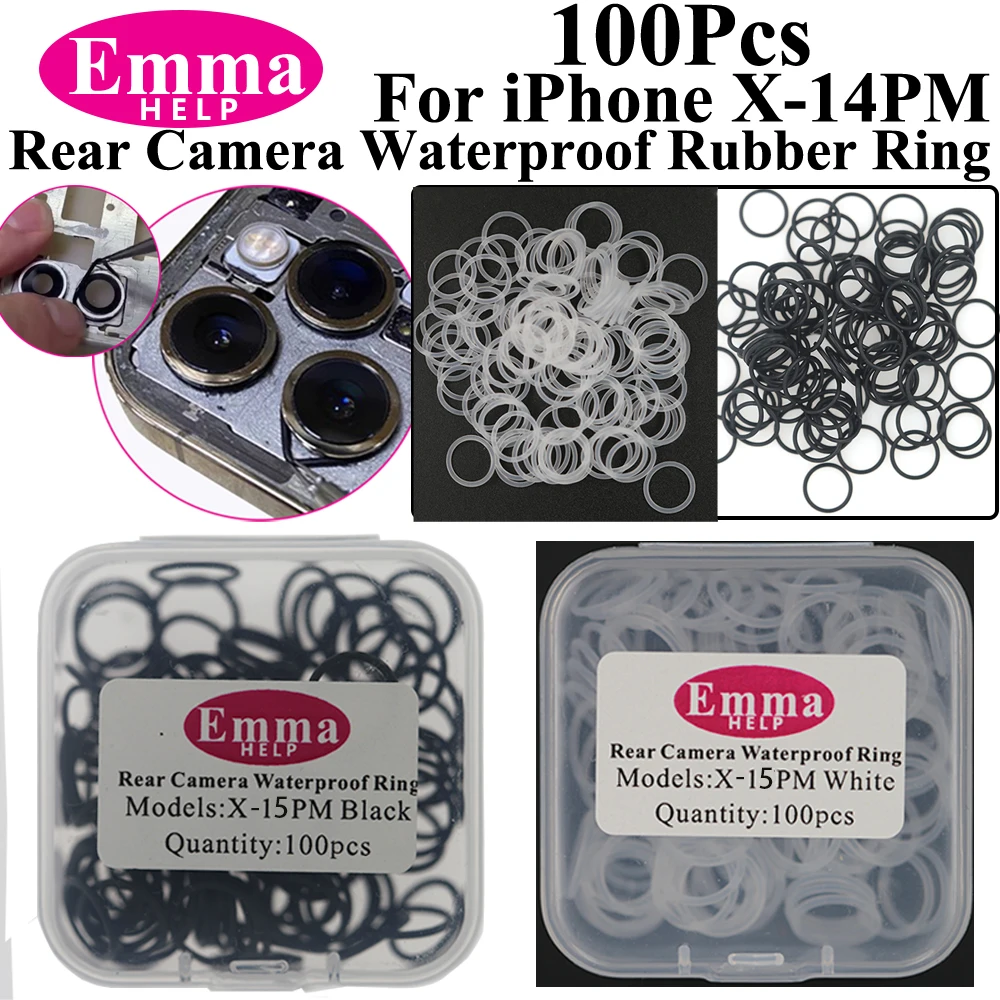 100 Stück Rückkameraobjektiv, wasserdichter Dichtungsring für iPhone 11 12 13 Mini X XR XS 14 15 16 Pro Max, wasserdichter Gummikreis, großer Halt