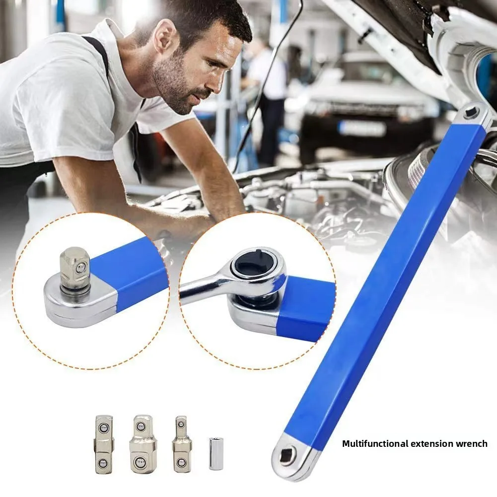 Extension Ratchet Wrench - 1/2", 1/4", 3/8" Versatile Square Drive Adapters for Car Maintenance, Universal Offset Wrench Set