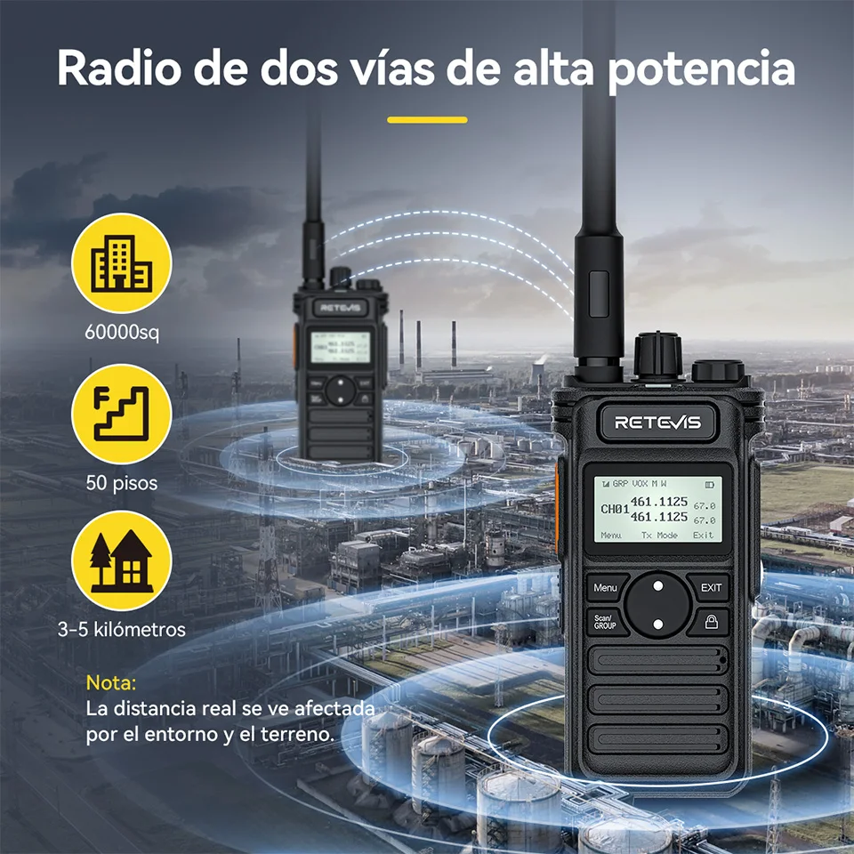 Retevis RT86S Walkies Talkies Largo Alcance Walkie-talkies Radio Profesional Long Range Walkie Talkie 1 2 Piezas Caza Portátil ptt VOX Recargable Multibanda Profesional Comunicación Transceptor