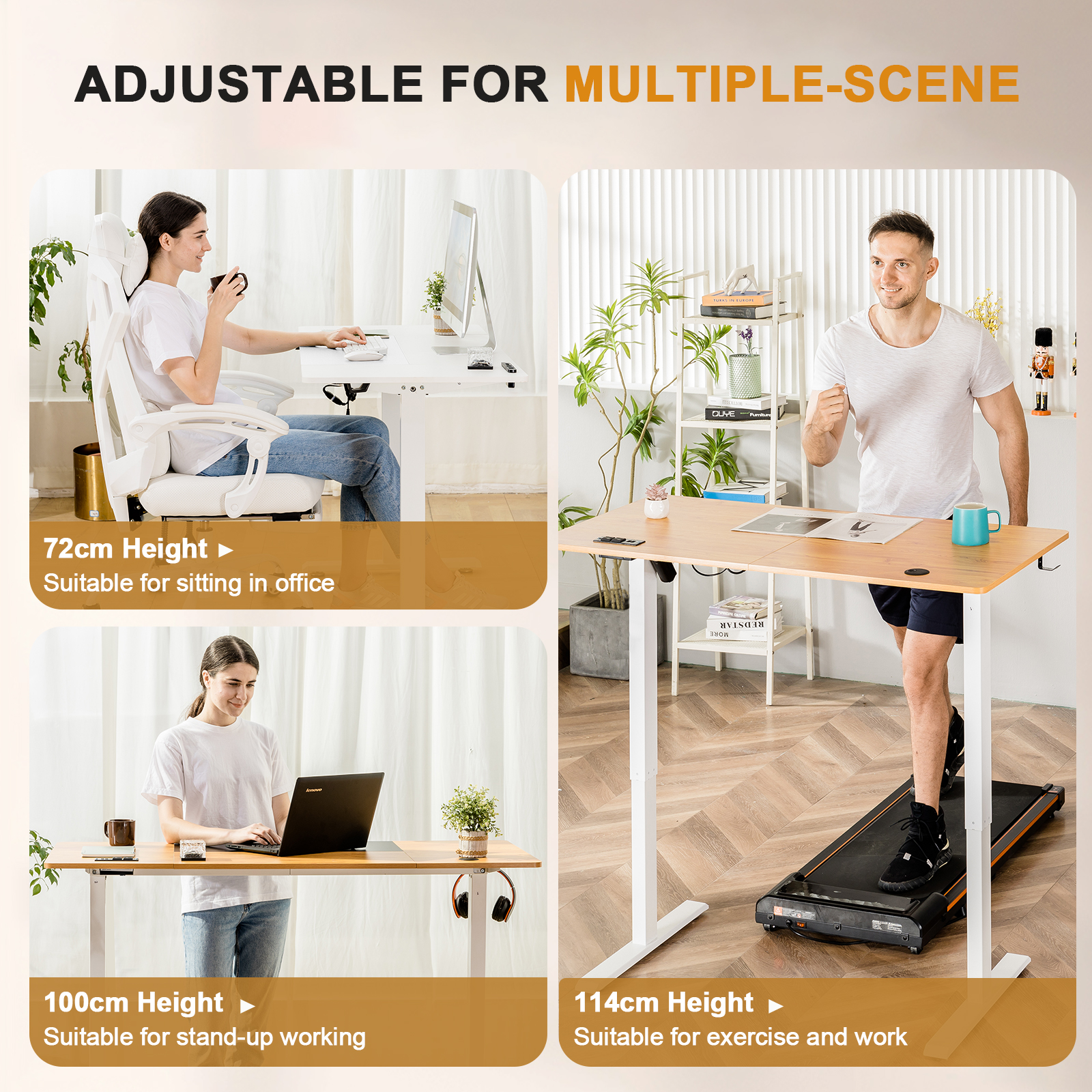 COMHOMA Biurko z regulacją wysokości z portem USB i hakiem, Elektrycznie regulowane biurko komputerowe, Biurko do pracy na stojąco i siedząco, Biurko do pracy na stojąco