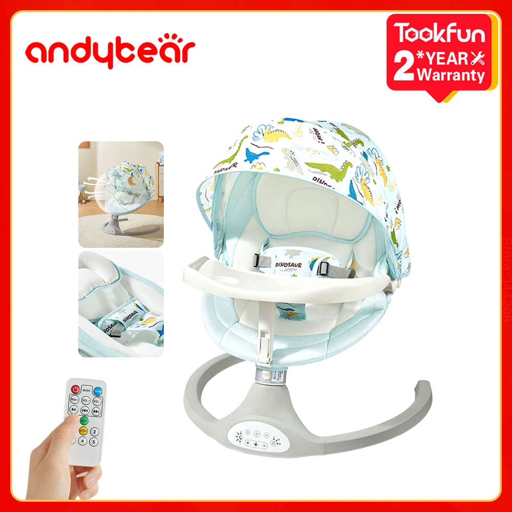 Tookfun-cuna eléctrica automática para bebé, mecedora reclinable para dormir, cama mecedora para recién nacido, ajuste de ángulo temporizado de dibujos animados
