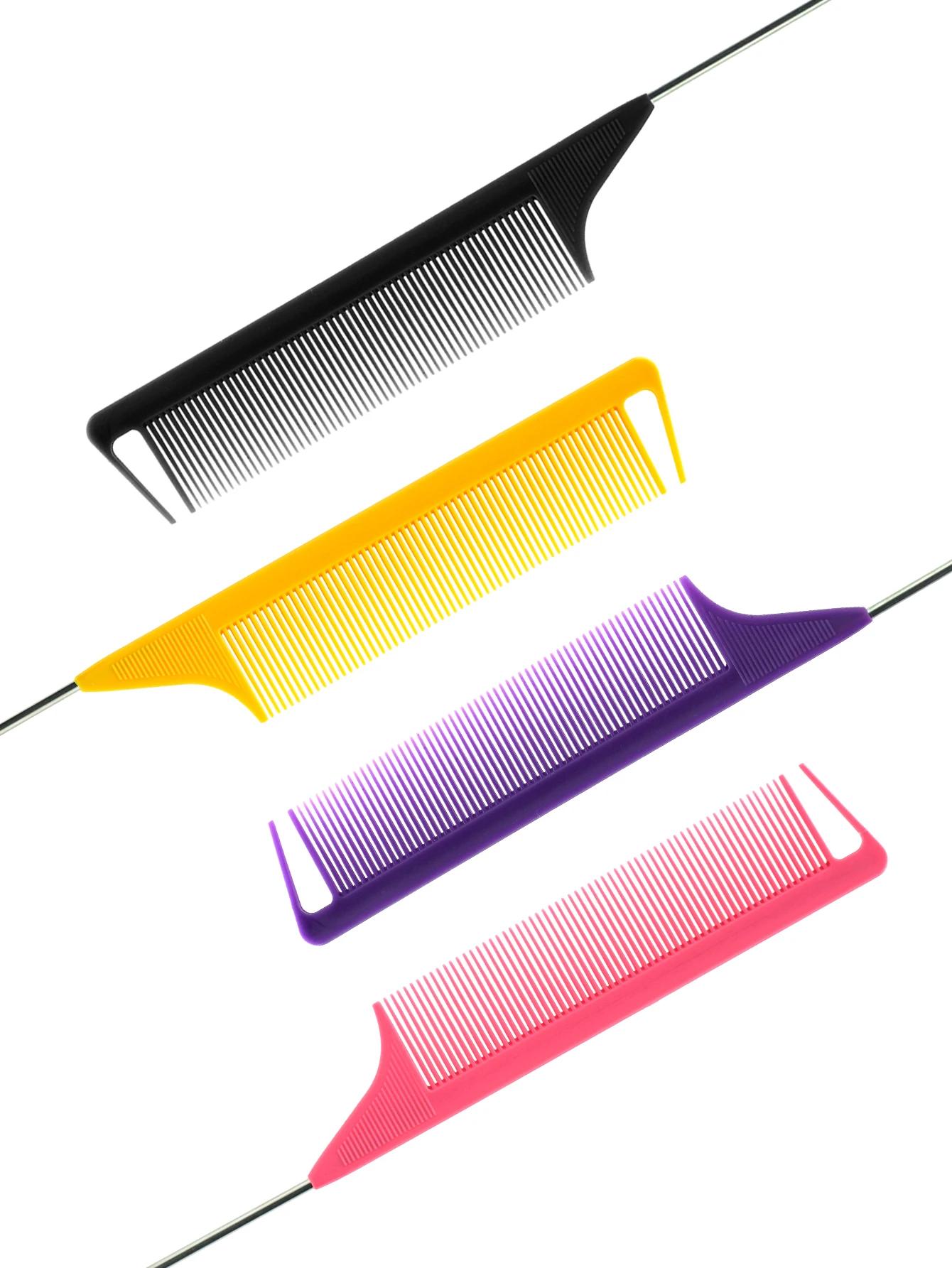 Pro Pointed Tail Salon Hairdressing ผมจัดแต่งทรงผม Anti-static หวีแปรงผมเข็มเหล็ก Pin Rat Tail Combs อุปกรณ์ตัดผม