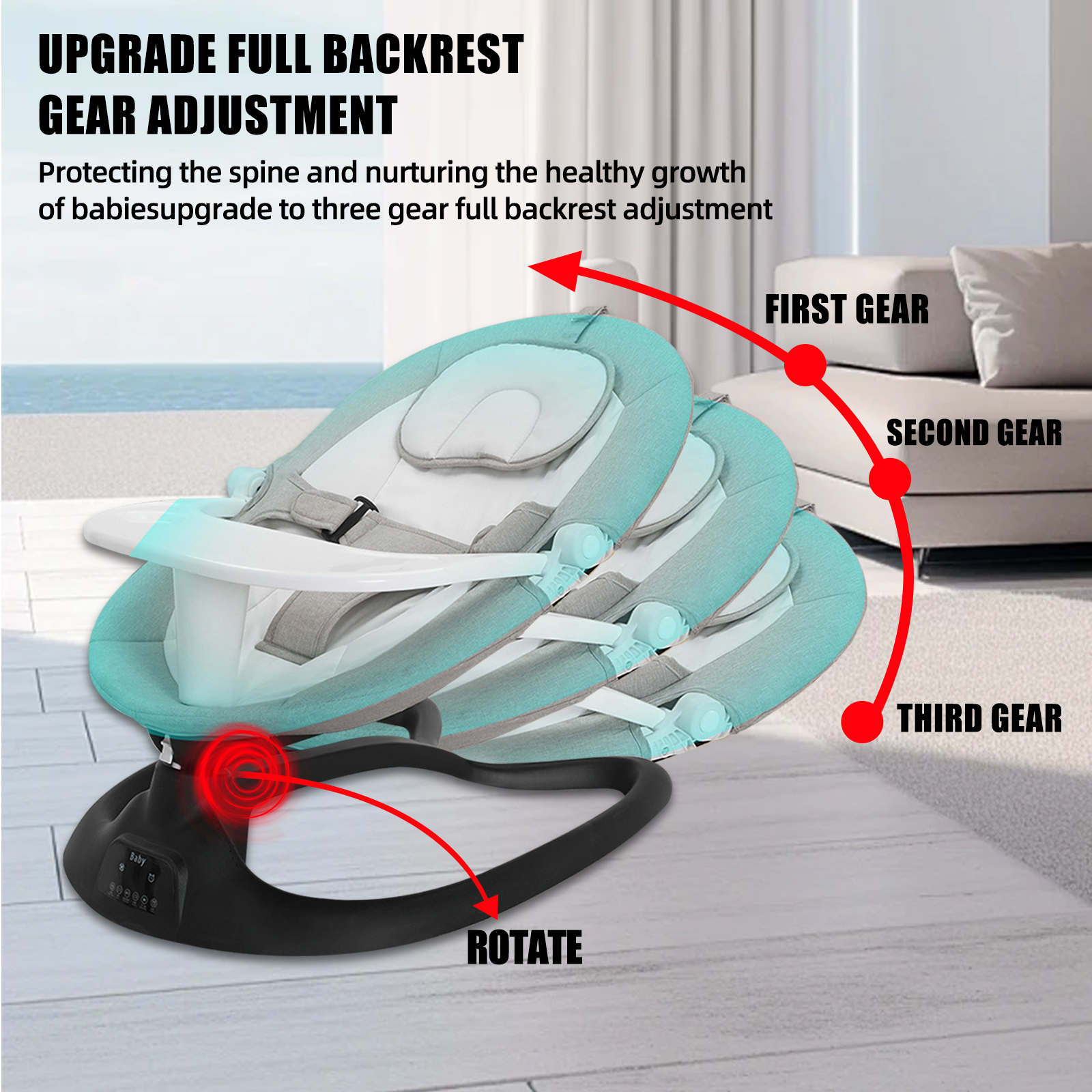 Cadeiras de balanço para bebês, balanço portátil rosa para bebês, meninas, elétrico, bluetooth, controle remoto, segurança, confortável e seguro