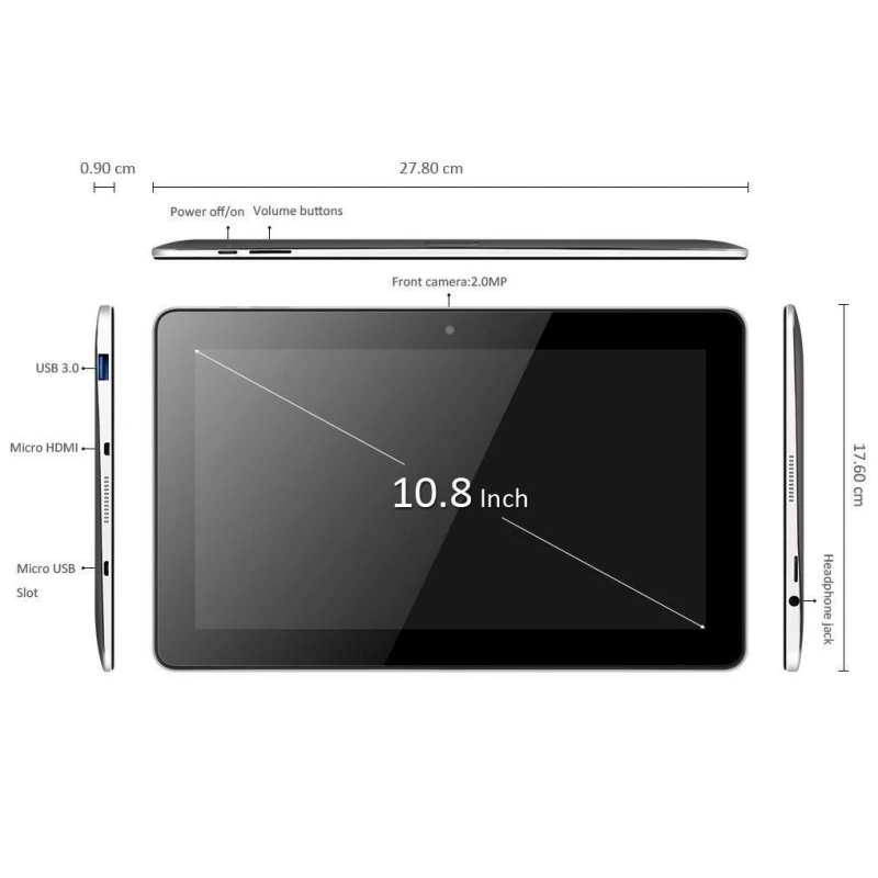 64-Bit 10.8 ''2GB RAM 32GB ROM Z8300 Windows 10 ezpad M6 Tablet 1366 * 768ips HDMI-Port-Akku 6000mAh 1 * USB 3,0 1 * Micro-USB
