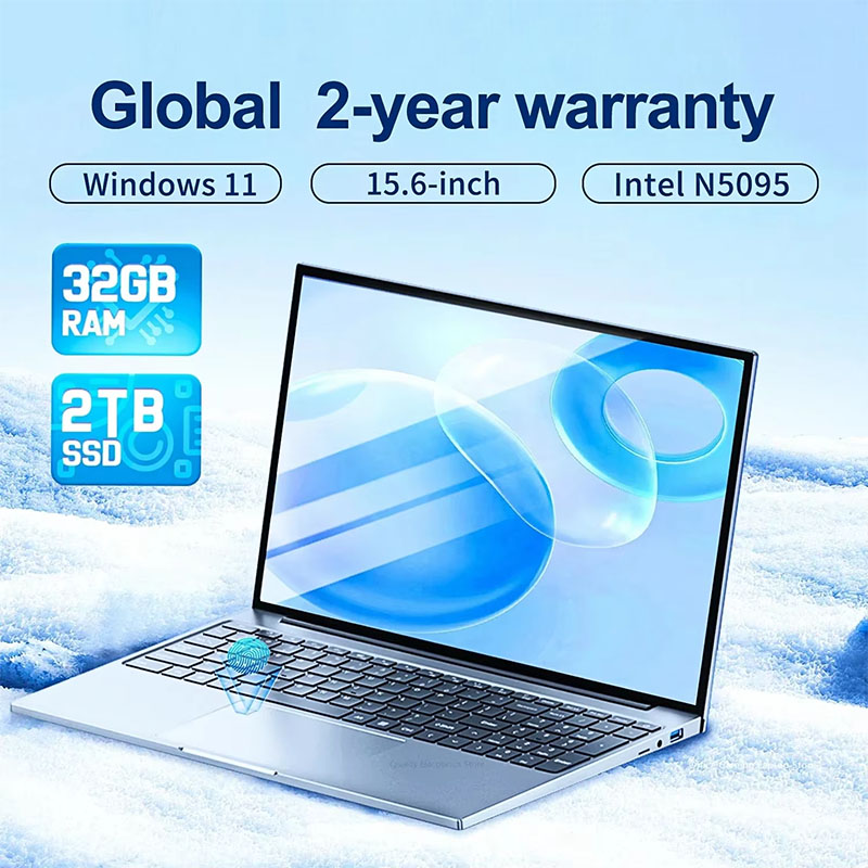 Computador portátil 15.6 Polegada cpu intel n5095 16gb ram 1tb wifi6 leve computador de negócios notebook windows 11 laptops para jogos