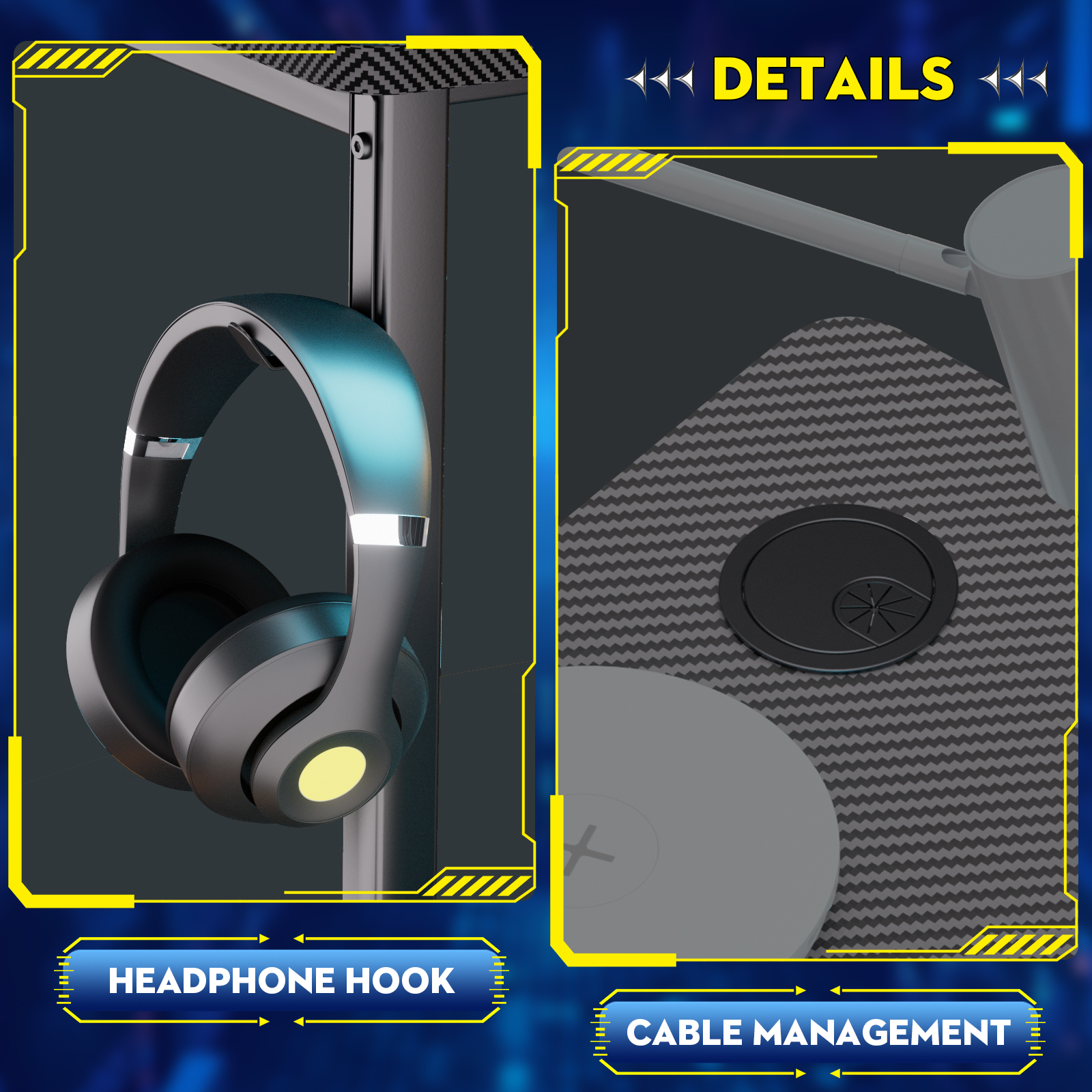 COMHOMA L Shaped Gaming Desk with Power Outlets Corner Computer Desk with Shelves Headphone Hook PC Table Workstation