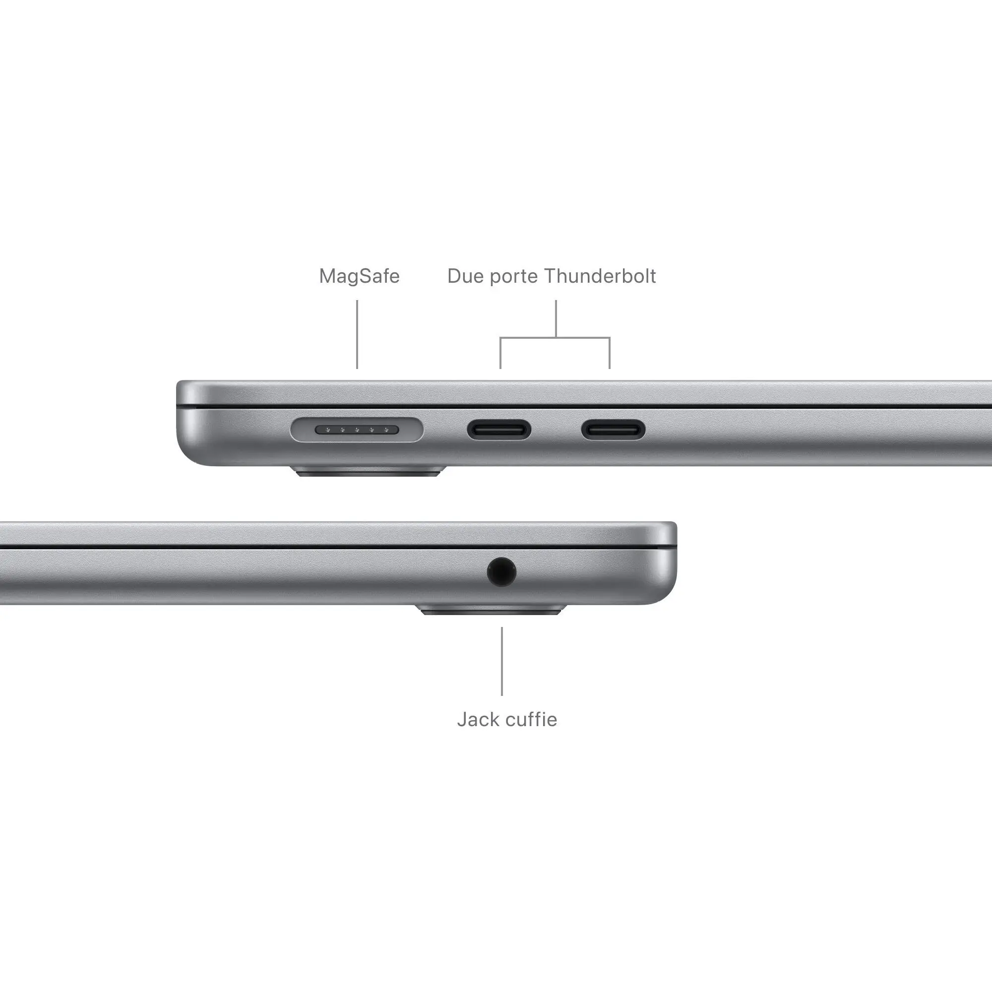 MacBook Air 13" Chip M3 con CPU 8-core e GPU 10-core - 24GB di memoria unificata e SSD da 512GB - Grigio Siderale - MC8M4T/A