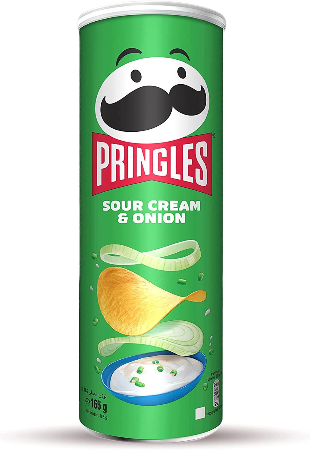 Pringles Batato Sour Cream Onion, Aperitivo torrado e leve, Forma Redonda, Aromatizado com Molho Azeitoso e Cebola-é, Coberto em enlatado com tampa, 165g, 6 Pack
