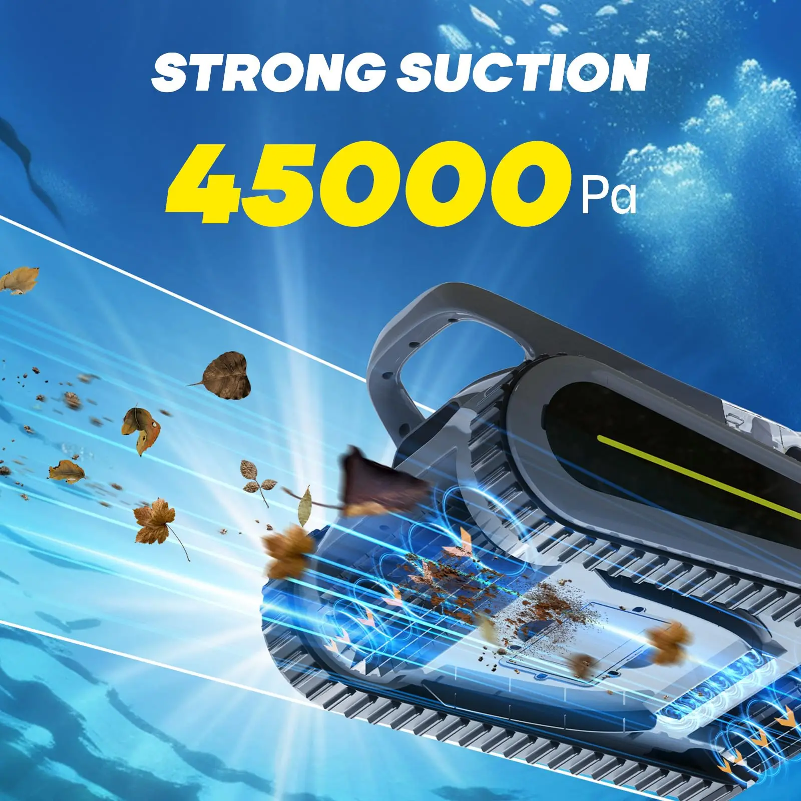 Seauto Crab Pro Robotyczny Odkurzacz do Basenów, Mocne Ssanie 45 000 Pa, Wspinaczka po Ścianach, Odpowiedni do ścian i podłóg o powierzchni 2200 stóp kwadratowych