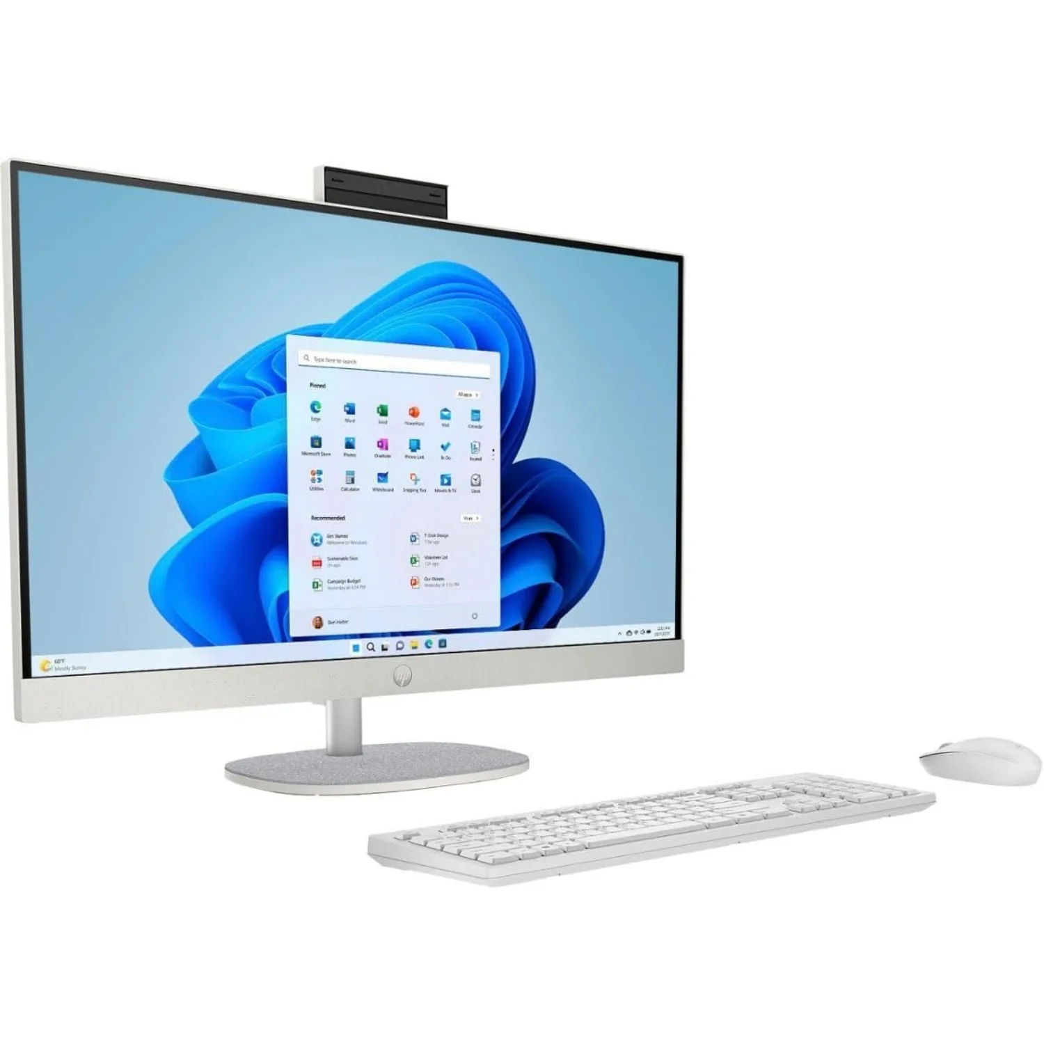 HP 27" All-in-One Touchscreen Desktop,Intel Ultra 7-155U,64GB DDR5 RAM,4TB SSD,Adjustable Height,WiFi 6,Windows 11 Home,White