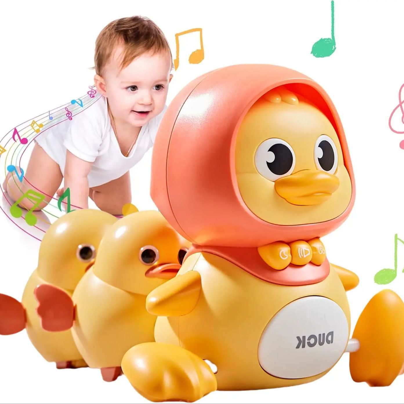 Baby Crawling Toys Musical Duck Walking Toys Early Learning Interactive Crawling Toy Night Light Toy for Boy Girl Birthday Gift