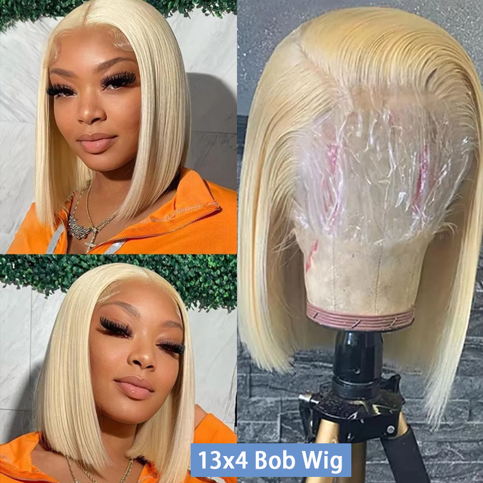 613 blonde Bob Perücke Echthaar kurze Bob Perücke Remy brasilia nische 13x4 gerade kurze Bob Perücke jungfräuliche Echthaar Spitze Front Perücke