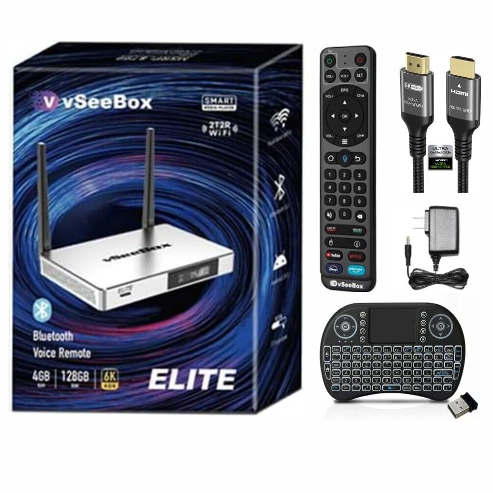 ГОРЯЧИЕ ПРОДАЖИ КУПИ 3 ПОЛУЧИ 2 БЕСПЛАТНО TV Box vSeeBox Elite 2024 года, премиум-класса 8K, 4 ГБ ОЗУ, 128 ГБ ПЗУ
