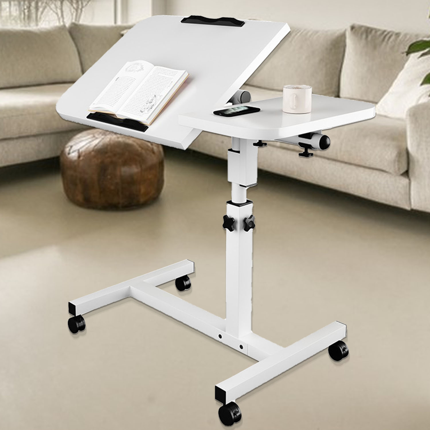 Hoge Kwaliteit Laptop Tafel Verstelbare Computer Trolley Zijtafel Draagbaar Bed Tafel Bureau Sofa Tafel Met Rollend Wiel