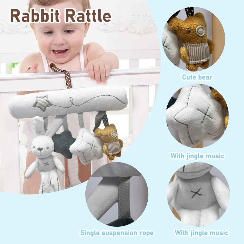 Nuovo culla da appendere, coniglio, sonaglio, sedile di sicurezza, peluche, multifunzionale, compagno di sonno per bambini, decorazione da appendere, regalo