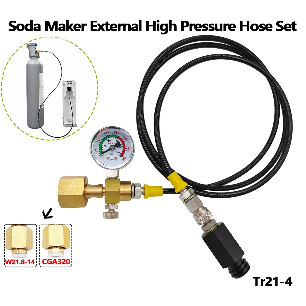 Soda Water Stream Homebrew External High Pressure Hose to CO2 Carbon Dioxide Tank,For Sodastrem Machine to W21.8-14 CGA320 Tank