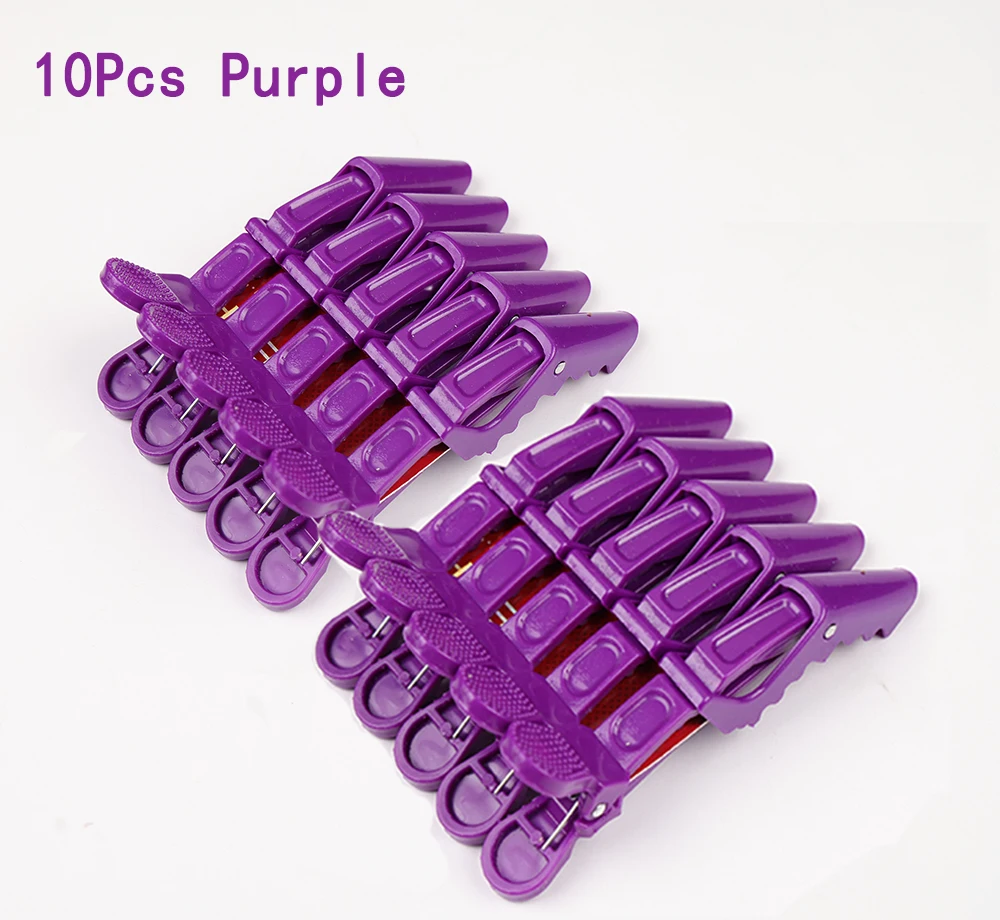 10 Uds. Pinzas para el cabello para estilizar seccionar dientes anchos diseño de doble bisagra pinzas para el cabello de cocodrilo profesionales negro rosa azul púrpura