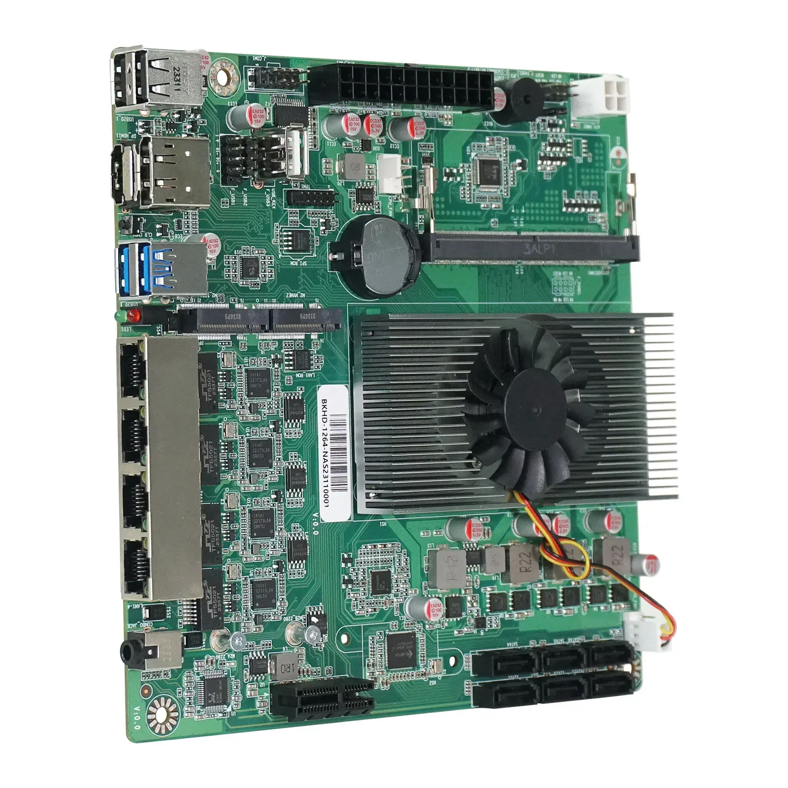 6-bay Intel N150 Industriële Mini ITX NAS 6*SATA3.0 4*2.5G i226 1*PCIE X1 1*DDR5 4800MHz Zachte Routing Firewall ITX Moederbord