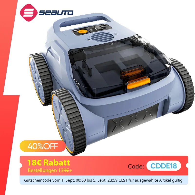 Seauto Pool-Staubsauger, 3 Modi für Boden- und Bodenpool bis zu 2150 Quadratmeter. Ft., hält bis zu 150 Minuten lang, bürstenloser 180-W-Motor