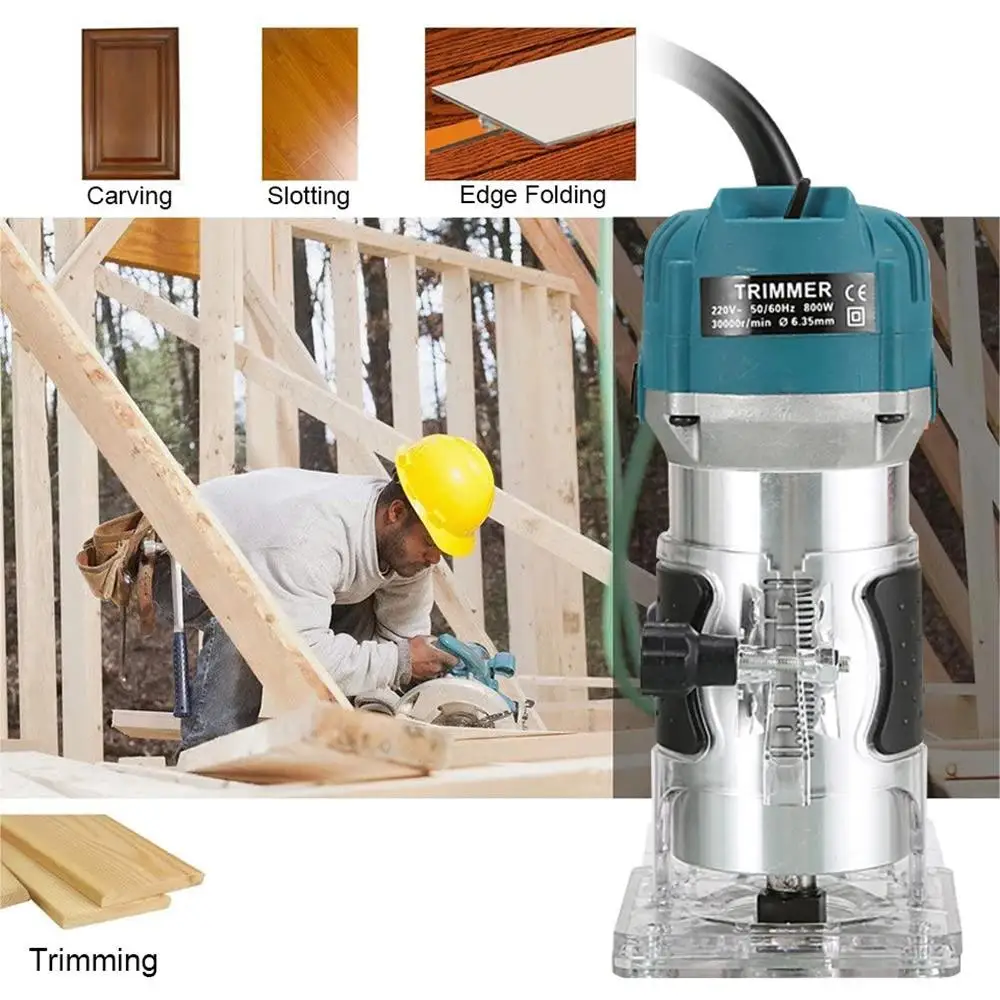 800W Elektrische siermachine houtwerk frezen enching Hand Houtrand Router Trimmer Thuis DIY Power oliën
