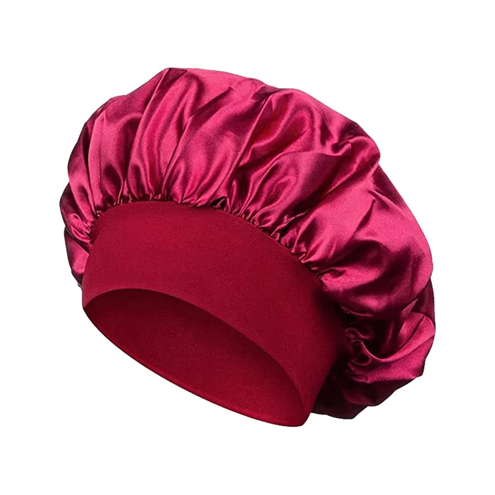 Recém cetim noite touca de cabelo feminino sólido chapéu de dormir cuidados com o sono gorro de noite para mulher unisex boné