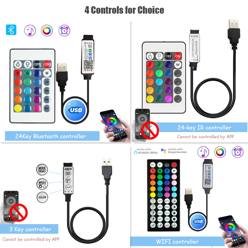 1-30m LED-Streifen Lichter Bluetooth App-Steuerung RGB LED-Leuchten für TV USB 5V WiFi LED-Band für TV Hintergrund beleuchtung Raum Party Dekoration