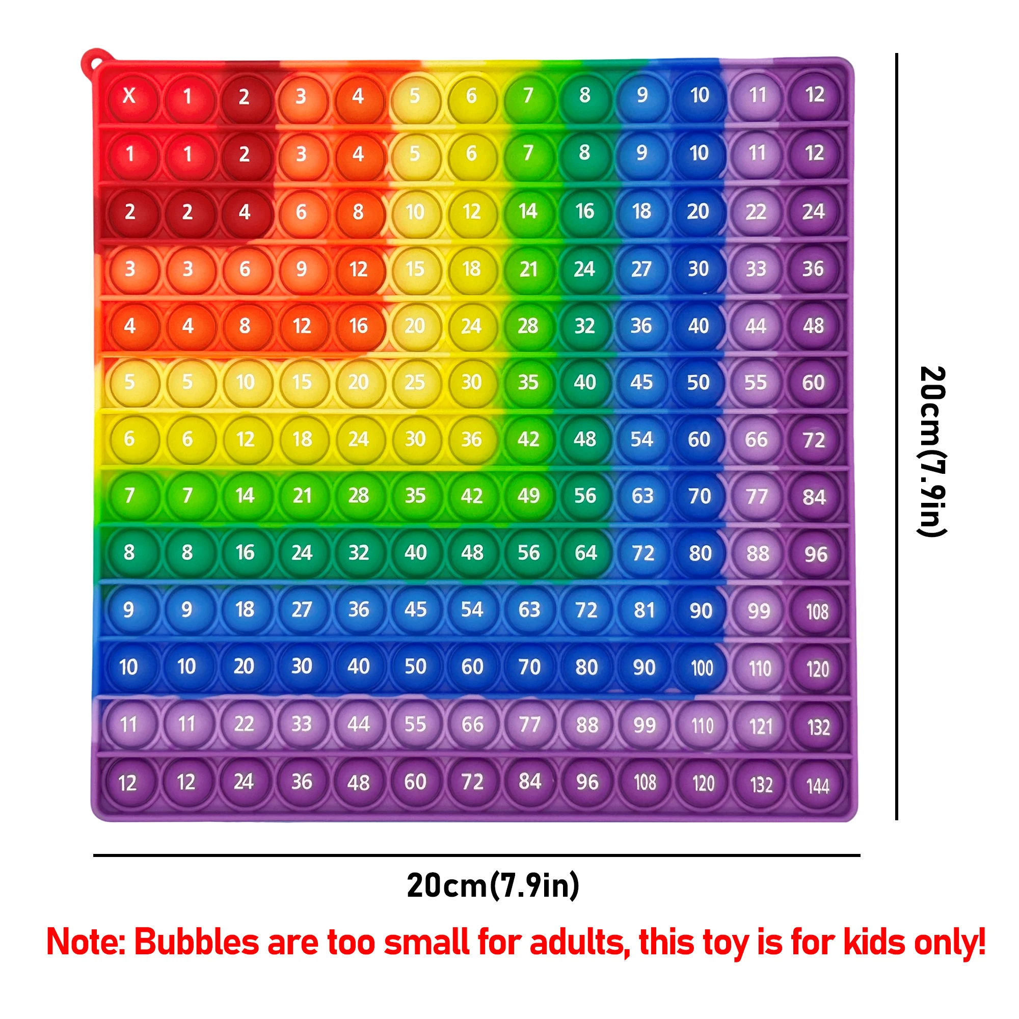 สีสัน 12x12 การคูณ Push Bubble Fidget ของเล่น, ครั้งตารางทรัพยากรการสอนคณิตศาสตร์ของเล่นเพื่อการศึกษาของขวัญสําหรับเด็ก