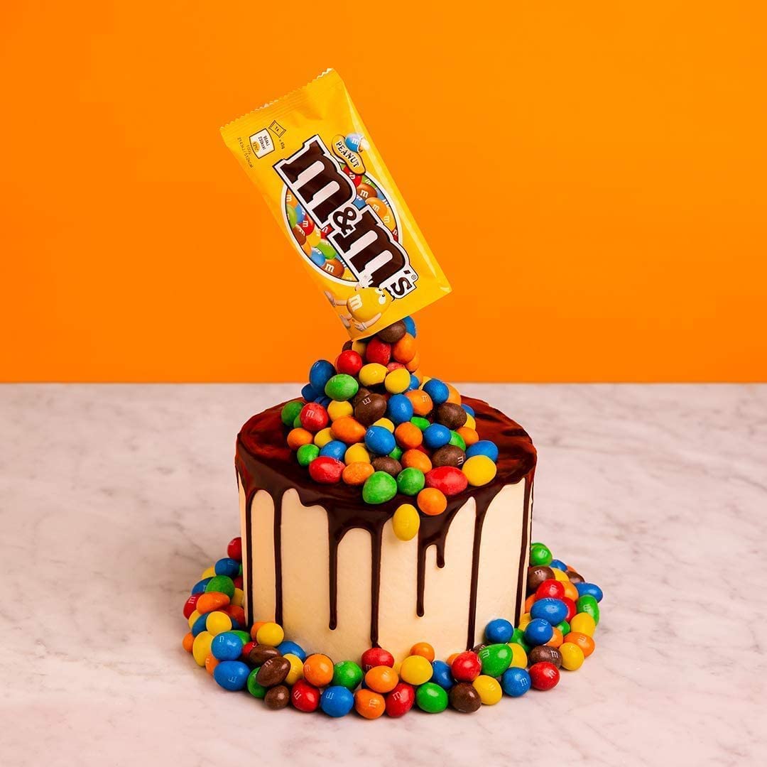 M & M's-Lanche de Amendoim em Bolas Coloridas de Amendoim e Chocolate ao Leite, Estojo com 24 Unidades de 45g, Chocolate ao Leite Real, Apoiado por Concha Fina Colorida Crocante