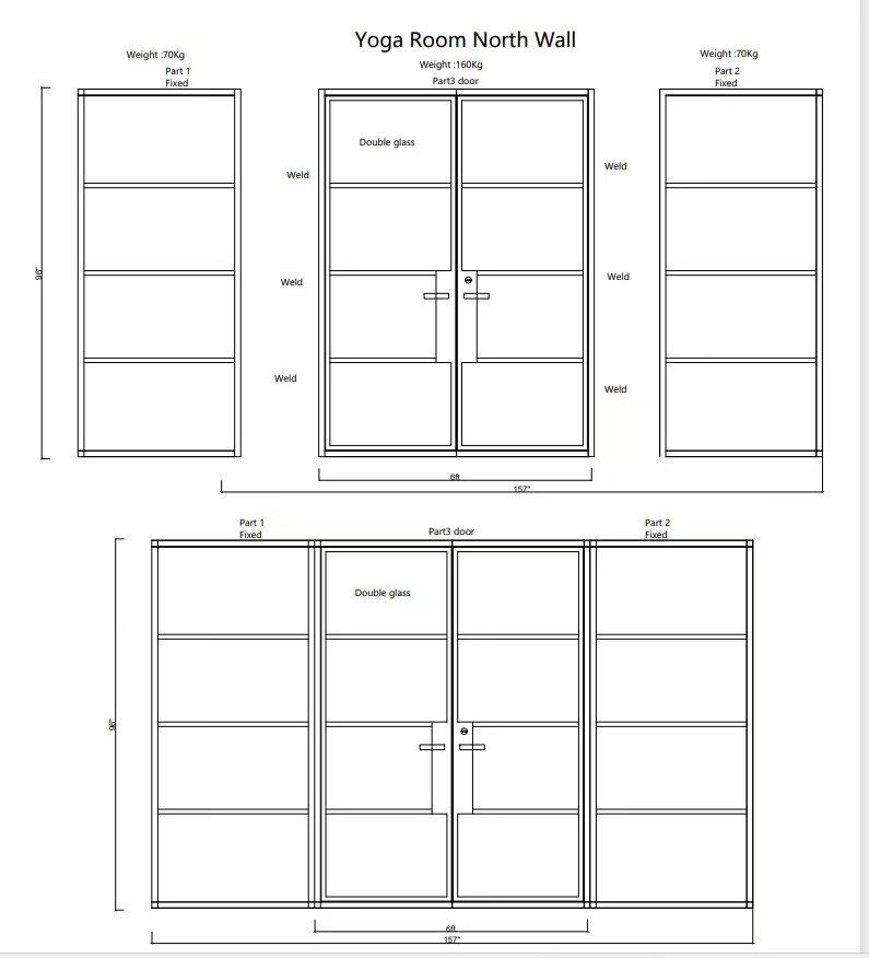 Puertas francesas de acero para Interior de casa, diseño