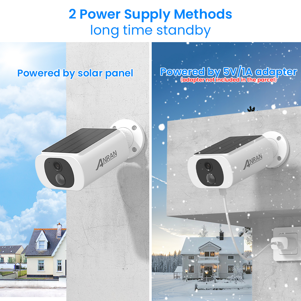 ANRAN 2/3/4 Uds cámara inalámbrica WIFI para exteriores 2,4G 3MP batería cámara de seguridad Solar reflector Color visión nocturna alarma Local