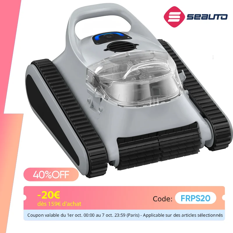 Seauto Crab-Limpador Robótico de Piscina Automático, Robô de Escalada para Piscinas, até 2000 Pés Quadrados, Adequado para Paredes e Pisos