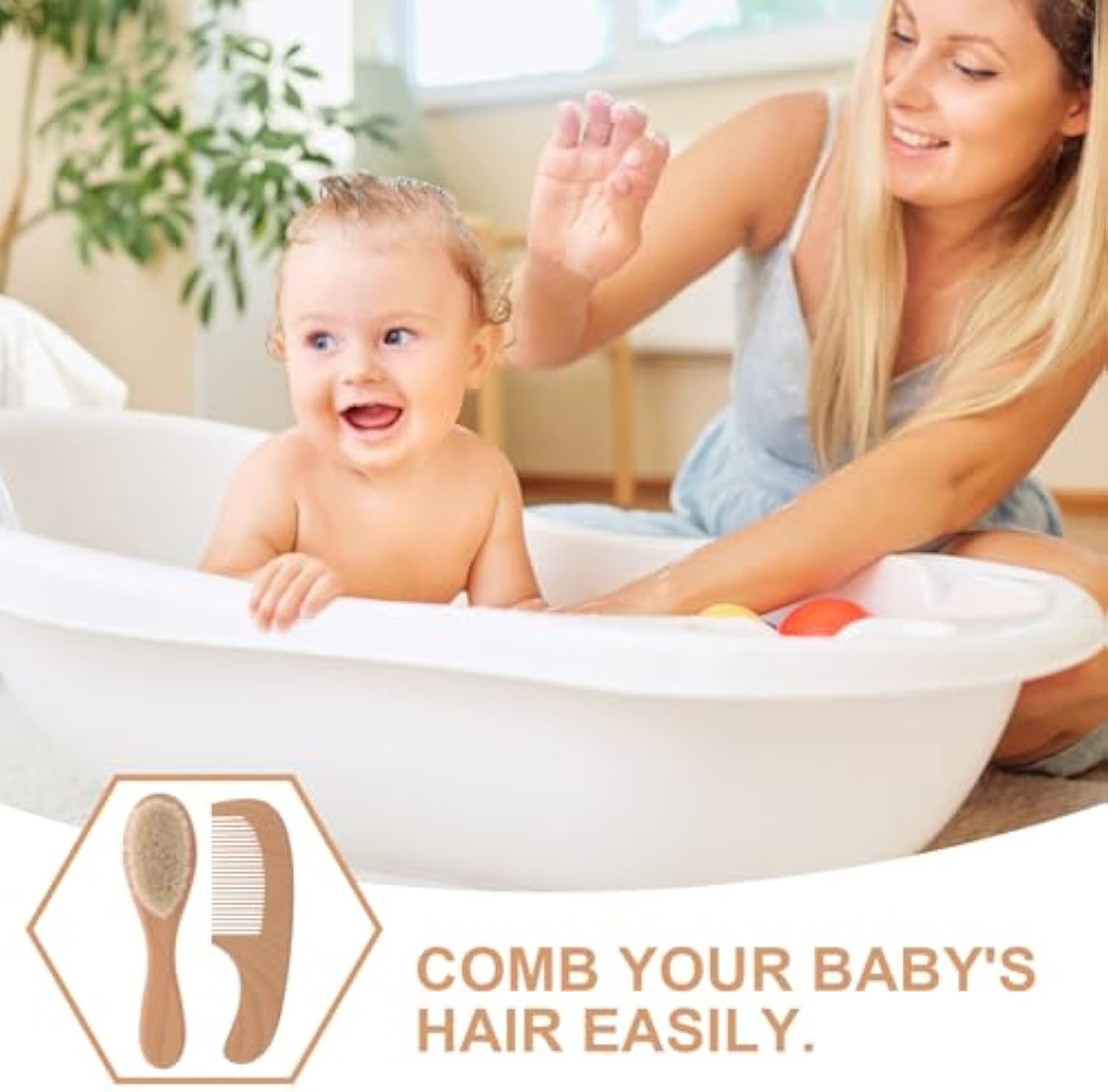 2 stuks babykam set babyverzorging haarborstel beuken zachte wol houten kam pasgeboren stimulator babyshower en cadeau babyhaar rustgevend