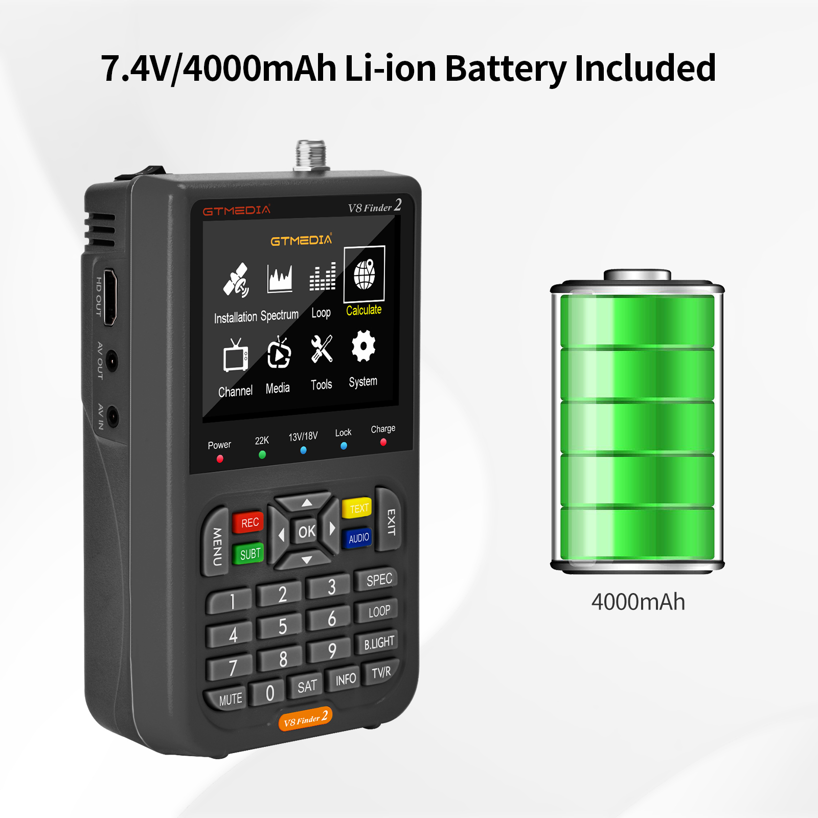 GTMEDIA V8 Finder 2 Satellite Finder Meter DVB-S/S2/S2X 3.5 Inch LCD Display 1080P,Type-c Port Satfinder VS Freesat Finder Meter