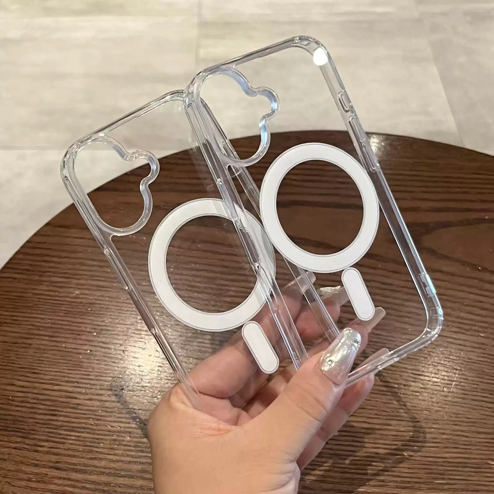 Funda de carga inalámbrica magnética Original para iPhone 16 15 14 13 12 11 Pro Max Plus HD cubierta dura transparente